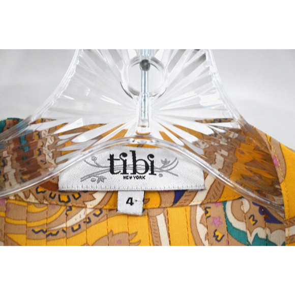 Tibi‎ Multi Yellow Floral Silk Tomato Fairy Shift Dress 4 Ruffle Sleeve Mended - Picture 14 of 16